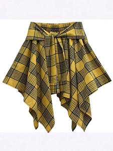 Women's High Waist A-Line <strong>Skirt</strong> Chic Casual Plaid Design with Strap Sweet Irregular Spring Inspired Look for Hot Girl <strong>Skirt</strong> - Product Image 3