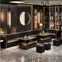 Ensemble de salon de bar de luxe moderne de qualité commerciale, canapé en cuir PU en forme de U avec table basse, ensemble de canapé de bar