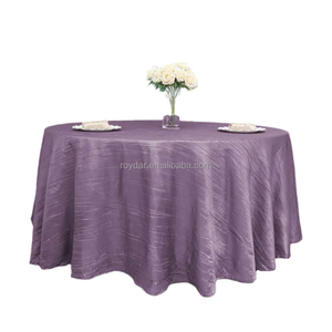 Nappe de table élégante violette pour fête de mariage, nappe ronde en <span class=keywords><strong>taffetas</strong></span> <span class=keywords><strong>violet</strong></span> froissé - Product Image 2