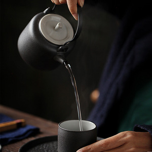 Shangyan Black Pottery Kung Fu <b>Tea</b> <b>Set</b> One <b>Pot</b> Two Cups Round With Lid Home Use Gift <b>Set</b> - Product Image 2