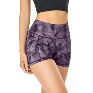 Leggings da Yoga più venduti pantaloni a compressione con sollevamento del culo senza cuciture pantaloncini da palestra con Scrunch leopardati viola da donna