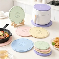 Sous-plat rond en silicone de qualité alimentaire, motif dessin animé, épais, résistant à la chaleur, antidérapant, pour table