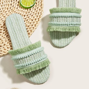 Cross-border <b>Large</b> Size Women's Slippers Summer New Foreign Trade Flat Tassel Outer Wear Women's <b>Slides</b> - Product Image 6