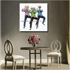 Gangnam estilo divertido bailando 3 personas cabeza de animal abstracto Cuerpo Humano trabajo de arte pintura al óleo pintada a mano decoración para el hogar - Product Image 3