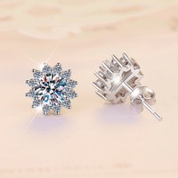 Schmuck Sonnenblumen-Design Hochzeit Party 925 Silber Kristall 1Ct*2 VVs1 Moissanit Ohrstecker