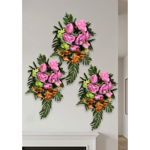 <b>Artificial</b> Autumn Pumpkin Wreath Decorative Door Hanging Floral Swag with Eucalyptus Leaves for Home Fall Harvest Decor - Product Image 5