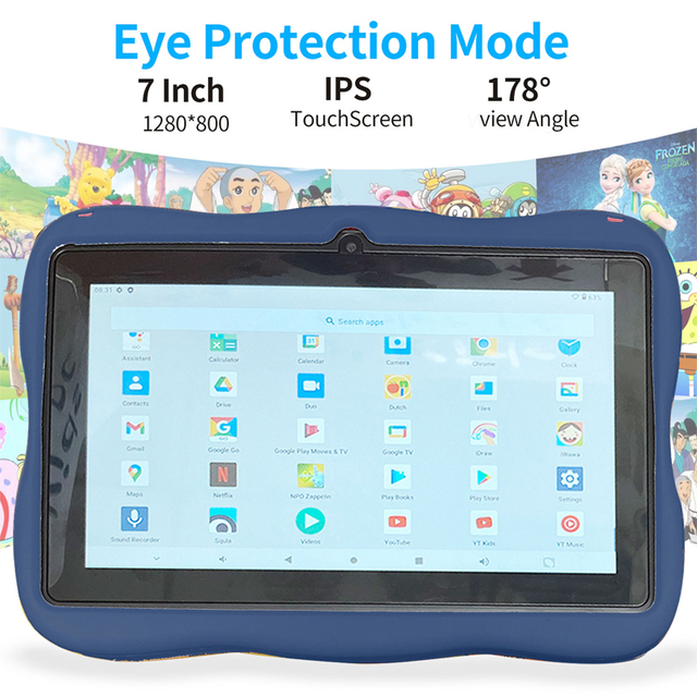 OEM 7 Inch Kids Tablet | Shockproof Case | Parental Control | 1GB+16GB | 1280x800 IPS Screen Eye Protection | Google Play GPS