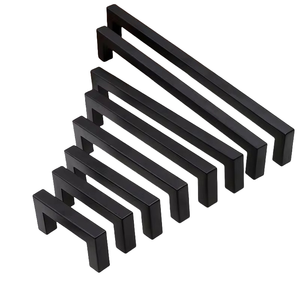 Modern <strong>Black</strong> Stainless Steel Durable Square Cabinet <strong>Door</strong> <strong>Knob</strong> Handle U-Shaped Extension Kitchen Hotel Living Room - Product Image 1