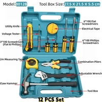 Ensemble d'outils à main pour électricien avec testeur de tension, kit d'outils d'entretien domestique tout-en-un économique