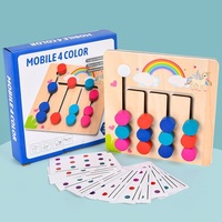Jeu d'échecs éducatif en bois à quatre couleurs avec animaux, jeu de logique pour l'entraînement à la pensée, plateau d'apprentissage précoce en bois pour enfants
