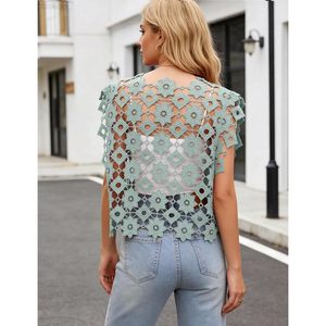FOXA Chaleco de encaje floral calado para mujer, top corto de verano, prenda exterior - Product Image 4