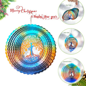 Tournesol à vent Arbre de Vie multicolore en acier inoxydable, sculpture éolienne, cadeau idéal, décoration intérieure et extérieure, artisanat, ornements - Product Image 2