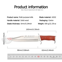 Couteau de combat personnalisable Rambo3, lame en acier inoxydable de haute qualité, pointe clip, bord droit, manche en bois, étui en cuir, OEM 1