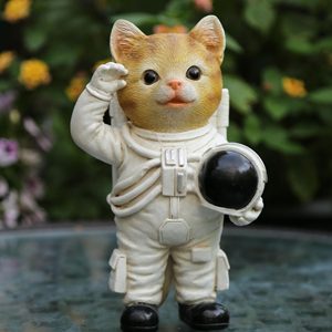 Statue de chat personnalisée 10*12*21cm/13*11*22cm, décoration en résine, ornements d'animaux astronautes, décoration de table pour la maison, le bureau, le salon - Product Image 3