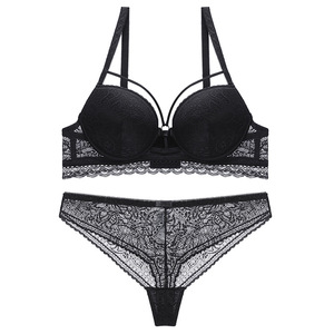 Conjuntos de <span class=keywords><strong>sujetador</strong></span> y bragas para mujer, lencería íntima de encaje, conjunto de <span class=keywords><strong>sujetador</strong></span> y bragas con relleno fino y efecto push-up, conjunto cómodo de <span class=keywords><strong>sujetador</strong></span> y bragas fruncidas - Product Image 1