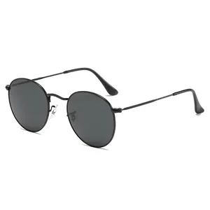 Wholesale High-Quality Uv Protection Sunglasses Easy Clean Metallic Frame Glass Lens Sunglasses