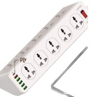 Stop Kontak Multifungsi Anti Anak dengan 10 Stop Kontak, Material PC Tahan Api, Arus Terbatas 10A