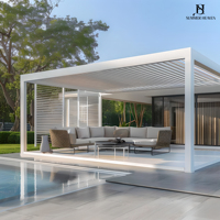 Pergola en aluminium à toit rigide à lames orientables, gazebo extérieur étanche 3x2 12x12 en bois traité sous pression, vente en gros