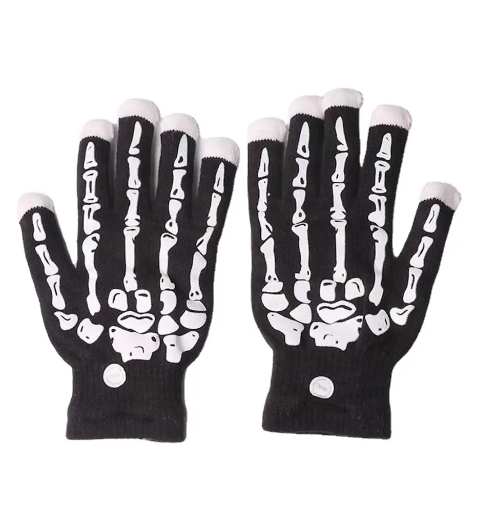 LED Skeleton gloves Bar dance floor to add atmosphere Luminous gloves Multi-functional fingertip luminous warm gloves