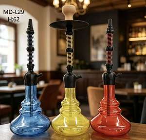 Medium Size Single Hose <b>Hookah</b> Clear Glass Water <b>Pipe</b> Aluminum Alloy Body Portable Shisha Set for Travel Bar - Product Image 3