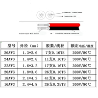 Fils électriques à 2 broches 28/26/24/22/20/18/16 AWG Câble ruban plat rouge noir PVC 5/10 mètres LED Fil haut-parleur de voiture Cuivre
