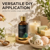 Huile parfumée Musc Blanc en flacon en verre ambré anti-lumière 100ml, longue durée, pour la fabrication de bougies, savons, bombes de bain DIY, logo personnalisé