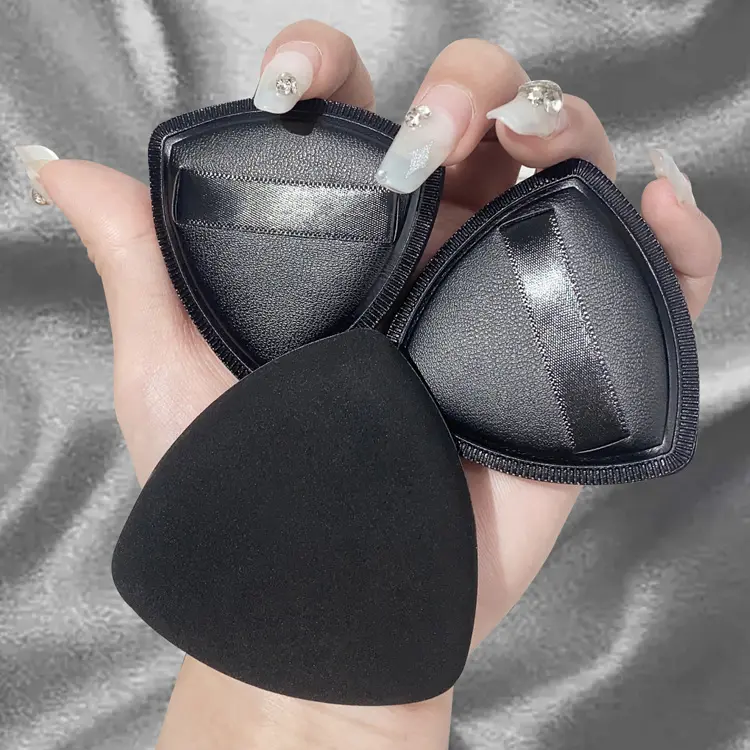 Reusable Face Powder Puffs Black Triangle Sponge Makeup Puff for Loose Powder Setting Powder Cosmetic Foundation Beauty Sponge