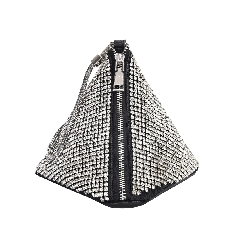 2023 nova moda Pequeno nicho design saco Luxo Senhoras Bolsa Triangular Crystal rhinestone mulheres Bolsas Party Evening Bag
