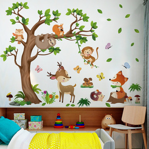 Adesivi Murali all'Ingrosso di Animali Cartoon <span class=keywords><strong>per</strong></span> Camere dei Bambini a Tema Foresta, Decorazioni Murali <span class=keywords><strong>per</strong></span> Aule - Product Image 4