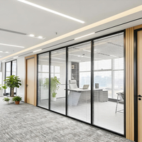 Cloison de séparation en verre à cadre en aluminium pleine hauteur, cabine de réunion insonorisée à double vitrage pour bureau autonome, stores manuels