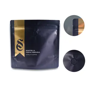 Öko leer 12 Unzen Lager schwarz sandfarbener berührbarer Reißverschluss-Ständerbeutel Kraftpapier-Kaffeeverpackungsbeutel individueller Druck Kaffeebeutel