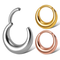 Cincin hidung bulat baja tahan karat 316, perhiasan tindik yang dapat dipersonalisasi, ornamen hidung oval, anting berbentuk bulan sabit tanpa sambungan.