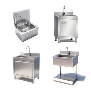 Évier mural commercial en acier inoxydable pour lavage des mains - Station de lavage mains libres à commande au genou avec robinet pour hôpital et restaurant - Product Image 2