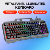 Clavier d'ordinateur portable ergonomique T-WOLF T16 avec plaque en fer, rétroéclairage RGB filaire, étanche, 104 touches, touches multimédias