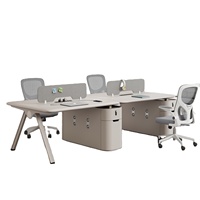 Bureau de direction laqué haut de gamme avec armoire de sol incurvée créative pour plusieurs employés de bureau