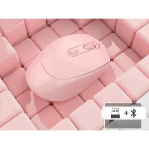 2.4G Bluetooth and wireless dual models PC mouse optical computer mouse laptop rechargeable mouse PINK