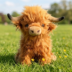 Boneka Sapi Highland Berbulu Panjang Super Lembut dengan Isian Kapas PP, Mainan Penghibur Anak untuk Usia 14+ - Product Image 1