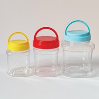 Pot en plastique à poignée de 530 ml/1 L, PET, vide, pour emballage alimentaire, noix, grains, blé, flocons d'avoine, poudre de protéines, stockage