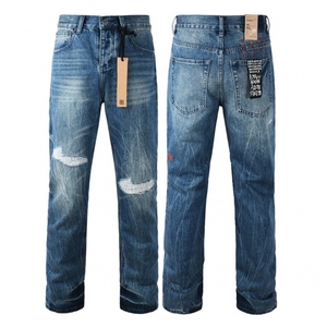 Jeans de Diseñador para Hombre, Marca Original, Tejidos Elásticos, Color <span class=keywords><strong>Oscuro</strong></span> Desgastado, Denim Desgarrado, Lavado a la <span class=keywords><strong>Piedra</strong></span>, Estilo Urbano de Verano - Product Image 3