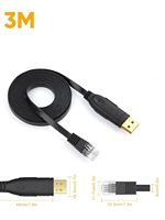 Cable de consola USB CableCreation Adaptador de serie USB a RJ45 de 10 pies Compatible Con Enrutador/interruptor, Windows, sistema Linux, negro 3M