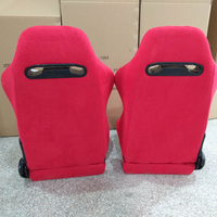 Sièges de voiture de course JBR1035red en daim noir universel et cuir PVC rouge, avec réglage simple et double rail