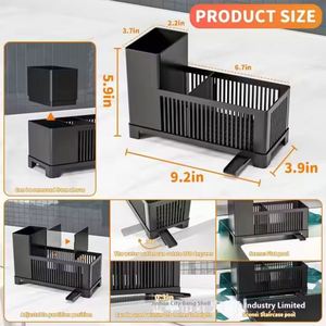 2-In-1 Kitchen Over Under Sink Storage Sponge Holder Faucet Rack Shelf Soap <b>Plastic</b> Faucet Rack With Draining Tray - Product Image 4