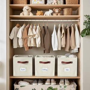 Cubos de almacenamiento plegables para el hogar al por mayor, organizador de ropa, estante, cesta, organizador de cubos con asas dobles, caja de almacenamiento, contenedores - Product Image 2