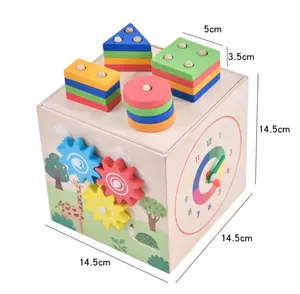 Classic Wooden Toy Montessori Stacking Blocks Learning Toys Kids Shape Sorter Toys For Toddlers Ages 2+ Year Old Boys Girls