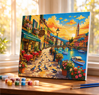 Kit de peinture par numéros DIY, paysage urbain, toile de coton, impression numérique, art paysager moderne, décoration murale rectangulaire, cadeau