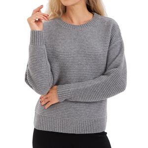 Jersey de punto de moda de manga larga con cuello redondo para mujer de Cachemira pura 100% - Product Image 4