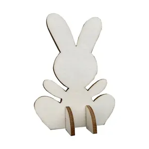 10pcs DIY Lovely 3D Wooden Easter Bunny Rabbit Pieces Home Decor Embellishments Cutouts Craft Hanging Ornament