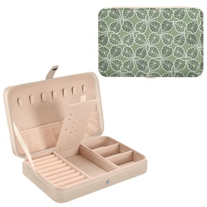 Portable Pu Leather Jewellery Ring Necklace Packing <b>Case</b> Rectangle Zipper Travel Jewelry Box Hawaii Kalo Print Storage Organizer - Product Image 1
