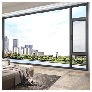 Ventanas Corredizas de Aluminio Negro Modernas Personalizadas, Insonorizadas, con Certificación Energy <span class=keywords><strong>Star</strong></span>, Aislamiento Térmico, para Piso y Techo, con Garantía de por Vida - Product Image 1