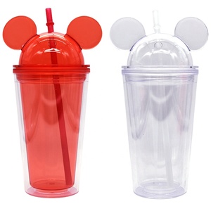 Bán buôn 16oz 480ml Acrylic Chuột Tai Tumblers ly với nắp và rơm đôi tường Acrylic Tumbler - Product Image 2